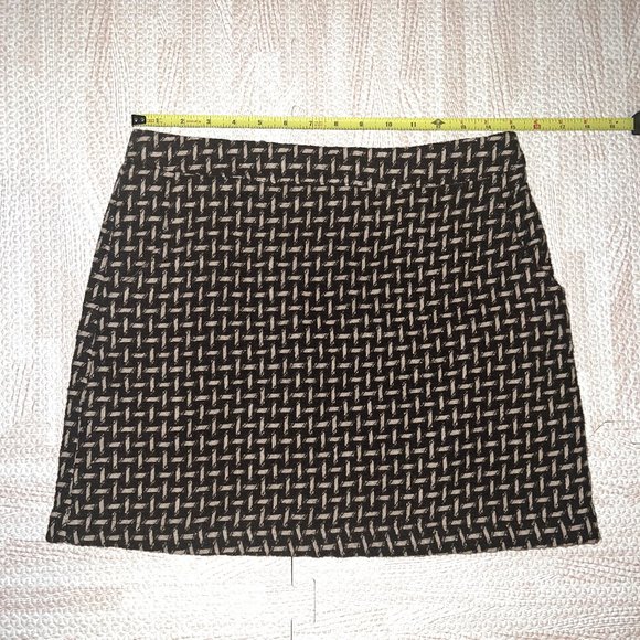 Dark Brown and Tan Mini Skirt with Back Zipper - Picture 1 of 4